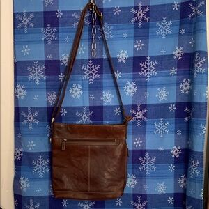 Jack Georges Brown Leather Crossbody Bag